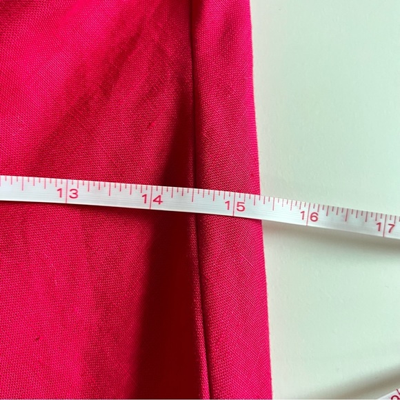 Vintage Pink V Neck Button Front Midi 100% Linen Dress Lace Slip Lining Large - Picture 9 of 15